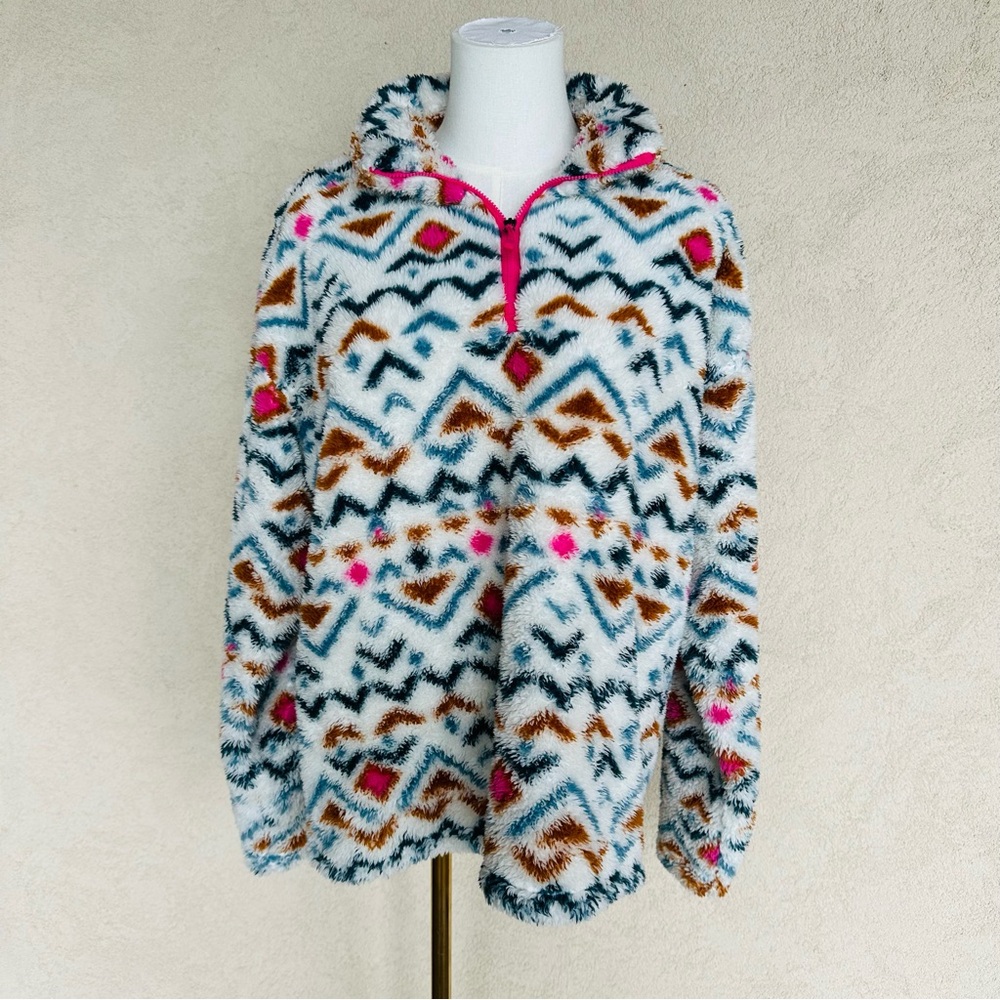 Eddie Bauer Aztec Plush Sherpa Fleece Pullover